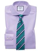  Slim Fit Non-iron Twill Lilac Spread Collar Cotton Dress Shirt French Cuff Size 14.5/33 By Charles Tyrwhitt
