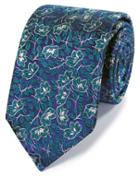  Green Silk Floral English Luxury Tie By Charles Tyrwhitt