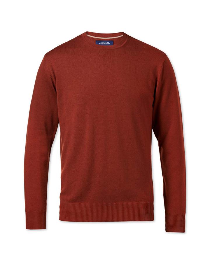 Charles Tyrwhitt Charles Tyrwhitt Burnt Orange Merino Wool Crew Neck Sweater