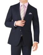 Charles Tyrwhitt Navy Stripe Slim Fit Crepe Business Suit Wool Jacket Size 46 By Charles Tyrwhitt