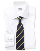  Slim Fit Non-iron Square Weave White Cotton Dress Shirt French Cuff Size 15/34 By Charles Tyrwhitt