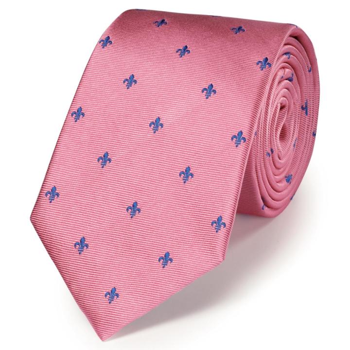 Charles Tyrwhitt Charles Tyrwhitt Classic Pink And Royal Fleur De Lys Tie
