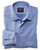 Charles Tyrwhitt Classic Fit Washed Royal Blue Gingham Textured Cotton Casual Shirt Single Cuff Size Large By Charles Tyrwhitt