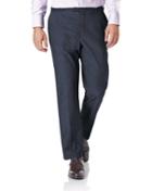  Navy Classic Fit Stretch Non-iron Cotton Tailored Pants Size W32 L34 By Charles Tyrwhitt