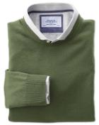 Charles Tyrwhitt Olive Merino Wool Crew Neck Sweater Size Medium By Charles Tyrwhitt