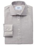 Charles Tyrwhitt Charles Tyrwhitt Extra Slim Fit Semi-spread Collar Melange Puppytooth Stone Cotton Dress Shirt Size 14.5/33