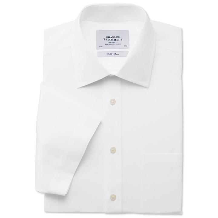 Charles Tyrwhitt Charles Tyrwhitt White Poplin Non-iron Short Sleeve Classic Fit Shirt (15)