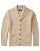  Mocha Textured Merino Shawl Neck Wool Cardigan Size Large By Charles Tyrwhitt