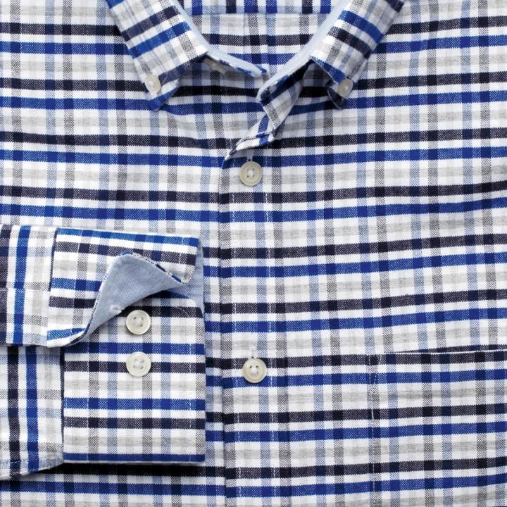 Charles Tyrwhitt Charles Tyrwhitt Slim Fit Navy, Blue And Grey Melange Gingham Washed Oxford Shirt