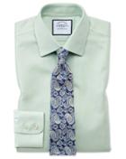 Charles Tyrwhitt Classic Fit Non-iron Step Weave Green Cotton Dress Shirt French Cuff Size 15/33 By Charles Tyrwhitt