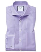 Charles Tyrwhitt Extra Slim Fit Spread Collar Non-iron Bengal Stripe Lilac Cotton Dress Shirt French Cuff Size 14.5/33 By Charles Tyrwhitt
