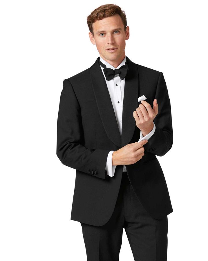  Black Classic Fit Shawl Collar Tuxedo Wool Jacket Size 36 By Charles Tyrwhitt