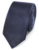  Navy Mini Pindot Slim Silk Tie By Charles Tyrwhitt