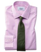 Charles Tyrwhitt Classic Fit Non-iron Grid Check Pink Cotton Dress Shirt Single Cuff Size 15.5/34 By Charles Tyrwhitt