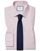  Extra Slim Fit Poplin Fine Stripe Pink Cotton Dress Shirt Single Cuff Size 14.5/32 By Charles Tyrwhitt