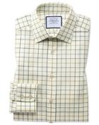  Slim Fit Navy And Green Tattersall Country Check Cotton Dress Shirt Single Cuff Size 15/33 By Charles Tyrwhitt