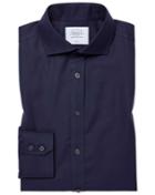  Extra Slim Fit Navy Non-iron Spread Collar Twill Cotton Dress Shirt Single Cuff Size 14.5/32 By Charles Tyrwhitt