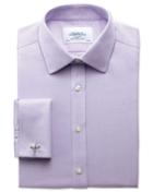 Charles Tyrwhitt Charles Tyrwhitt Slim Fit Non-iron Honeycomb Lilac Cotton Dress Shirt Size 16/38