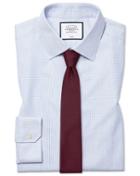  Super Slim Fit Non-iron Dash Weave Blue Cotton Dress Shirt French Cuff Size 14/33 By Charles Tyrwhitt