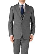 Charles Tyrwhitt Charles Tyrwhitt Grey Slim Fit Birdseye Travel Suit Wool Jacket Size 36