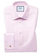  Classic Fit Egyptian Cotton Royal Oxford Pink And White Stripe Dress Shirt French Cuff Size 15.5/33 By Charles Tyrwhitt