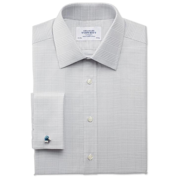 Charles Tyrwhitt Charles Tyrwhitt Grey Prince Of Wales Royal Twill Classic Fit Shirt (15 - 33)