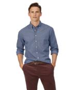  Slim Fit Navy Print Soft Washed Stretch Poplin Cotton Casual Shirt Single Cuff Size Medium By Charles Tyrwhitt