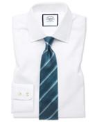  Classic Fit White Fine Herringbone Cotton Dress Shirt French Cuff Size 15/33 By Charles Tyrwhitt