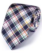  Navy Silk English Luxury Checkered Tie By Charles Tyrwhitt