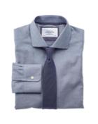 Charles Tyrwhitt Charles Tyrwhitt Extra Slim Fit Semi-spread Collar Business Casual Herringbone Fleck Blue Shirt