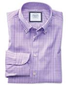 Charles Tyrwhitt Extra Slim Fit Button-down Business Casual Non-iron Lilac Cotton Dress Shirt Single Cuff Size 14.5/33 By Charles Tyrwhitt