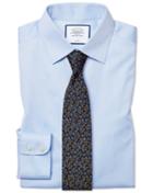  Classic Fit Non-iron Sky Blue Puppytooth Cotton Dress Shirt Single Cuff Size 15/35 By Charles Tyrwhitt