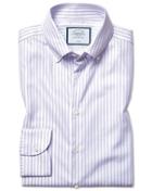  Extra Slim Fit Business Casual Non-iron Lilac Check Cotton Tencel Dress Shirt With Tencel&trade; Single Cuff Size 14.5/32 By Charles Tyrwhitt