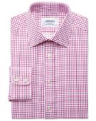 Charles Tyrwhitt Extra Slim Fit Twill Grid Check Fuchsia Cotton Dress Shirt Single Cuff Size 15/35 By Charles Tyrwhitt