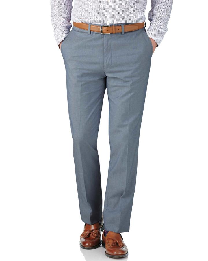 Charles Tyrwhitt Charles Tyrwhitt Blue Chambray Slim Fit Stretch Cavalry Twill Pants Size W30 L30