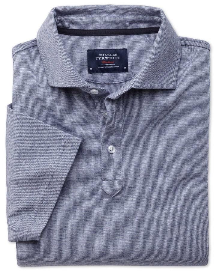 Charles Tyrwhitt Blue And White Stripe Cotton Polo Size Small By Charles Tyrwhitt