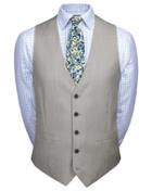  Light Grey Adjustable Fit Twill Business Suit Wool Vests Size W36 By Charles Tyrwhitt