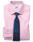  Classic Fit Egyptian Cotton Cavalry Twill Light Pink Dress Shirt Single Cuff Size 15.5/37 By Charles Tyrwhitt