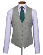  Grey Adjutsable Fit Prince Of Wales Check Flannel Business Suit Wool Vest Size W38 By Charles Tyrwhitt