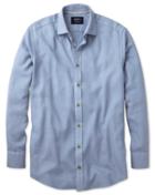 Charles Tyrwhitt Slim Fit Mouline Mid Blue Textured Cotton Casual Shirt Single Cuff Size Large By Charles Tyrwhitt