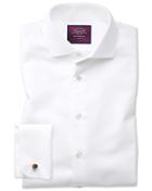  Slim Fit Spread Collar Non-iron Luxury White Cotton Dress Shirt French Cuff Size 16/33 By Charles Tyrwhitt