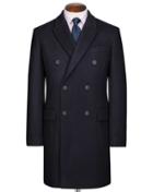 Charles Tyrwhitt Navy Wool And Cashmere Double Breasted Epsom Overwool/cashmere Coat Size 38 By Charles Tyrwhitt