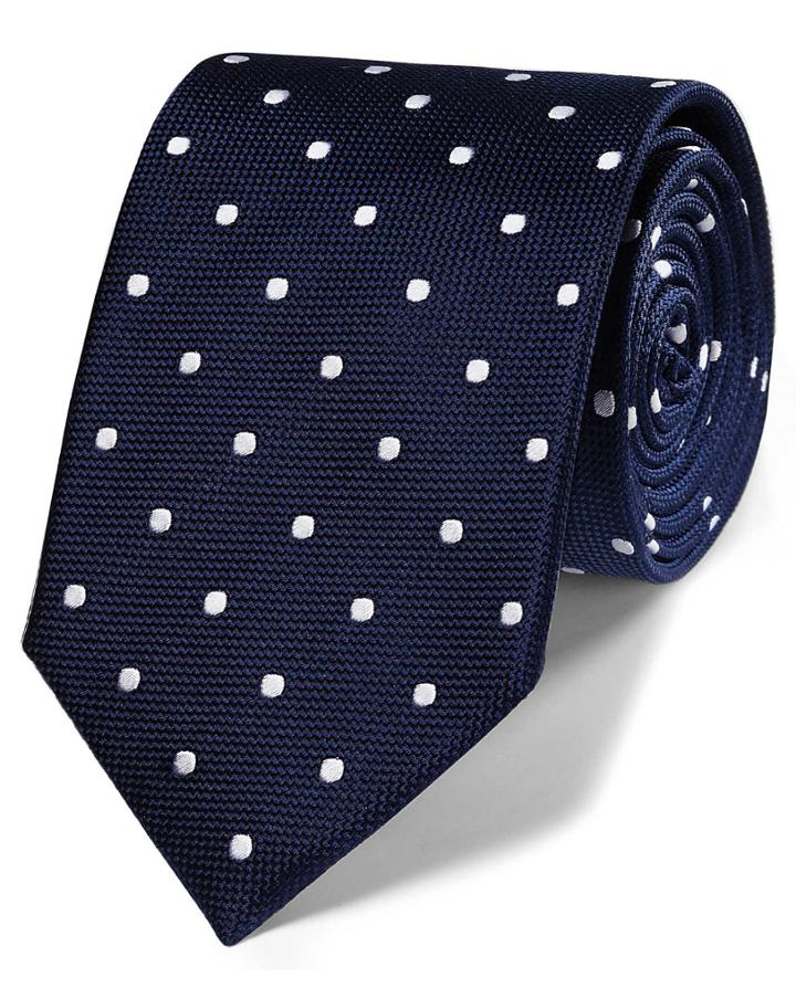 Charles Tyrwhitt Navy Silk Spot Classic Tie By Charles Tyrwhitt