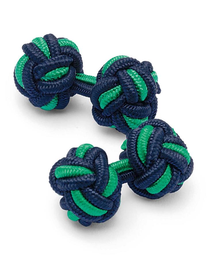 Charles Tyrwhitt Charles Tyrwhitt Navy And Green Knot Viscose/elastane Cuff Links