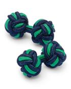 Charles Tyrwhitt Charles Tyrwhitt Navy And Green Knot Viscose/elastane Cuff Links