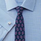 Charles Tyrwhitt Slim Fit Non-iron Houndstooth Blue Cotton Dress Casual Shirt French Cuff Size 15/32 By Charles Tyrwhitt