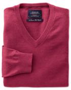 Charles Tyrwhitt Charles Tyrwhitt Coral Cotton Cashmere V-neck Cotton/cashmere Sweater Size Small