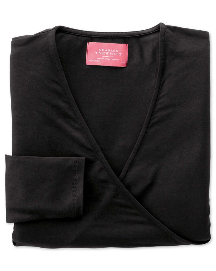 Charles Tyrwhitt Charles Tyrwhitt Women's Black Jersey Wrap Top