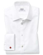 Charles Tyrwhitt Slim Fit Non-iron Square Weave White Cotton Dress Shirt French Cuff Size 15/35 By Charles Tyrwhitt