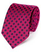 Charles Tyrwhitt Pink And Navy Silk Large Spot Classic Tie By Charles Tyrwhitt